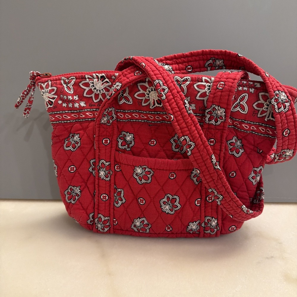 Vintage Early 1990s "Red Bandana" Vera Bradley Double Strap Sm Tote Bag Purse